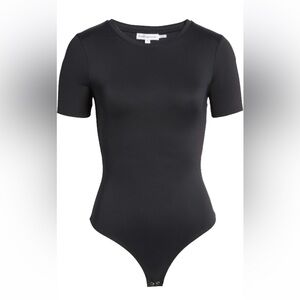 Good American Black Short Sleeved Scuba Bodysuit